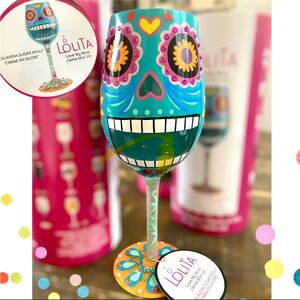 🌸”Calavera Sugar Skull” Hand Painted Wine Glass